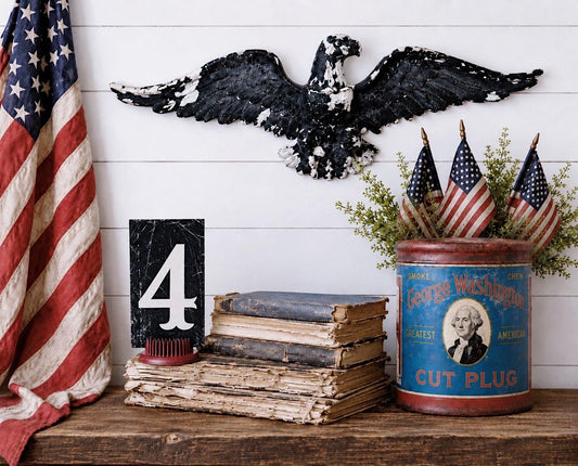 Vintage Cast Iron Eagle Wall Decor, Black Metal Plaque, Patriotic Americana