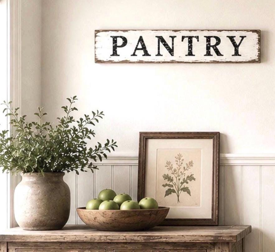 PANTRY Sign Handmade Salvaged Wood Farmhouse Decor Chippy White Paint Primitive Architectural Painted Rustic