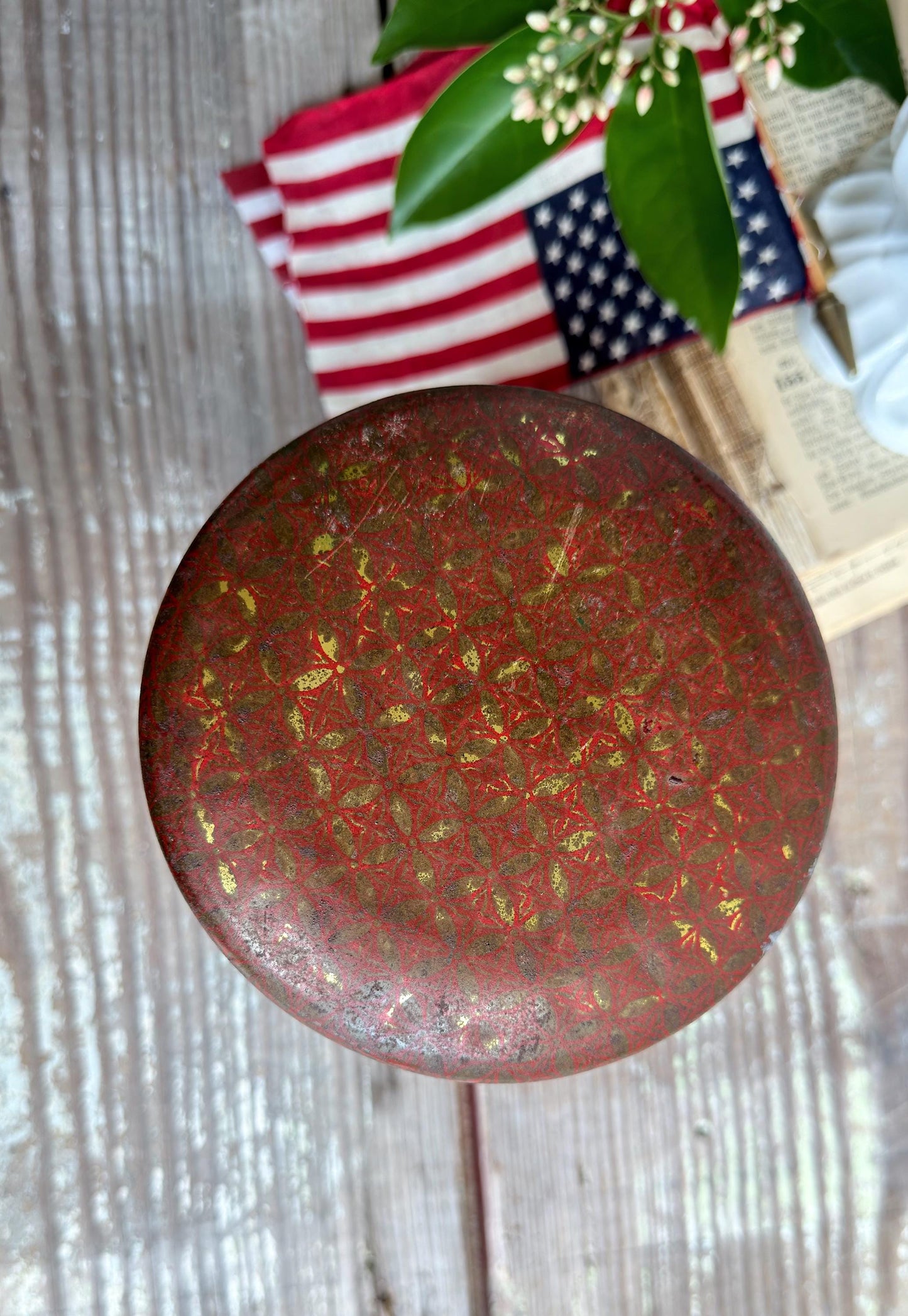 Antique Washington Tobacco Tin Americana Advertising Patriotic Farmhouee Decor