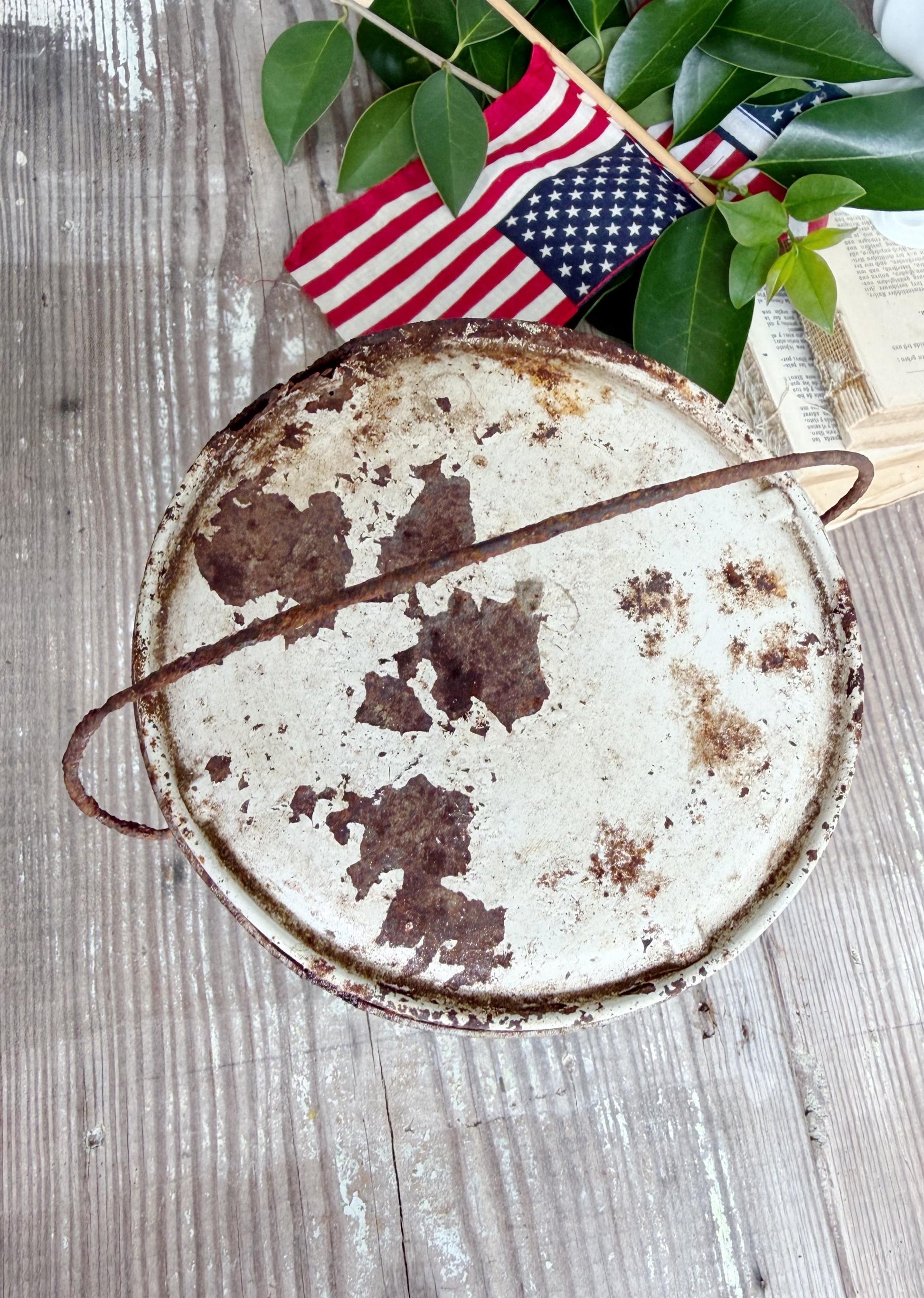 Vintage Southern Star Lard Tin Pail Americana Advertising Farmhouse Decor