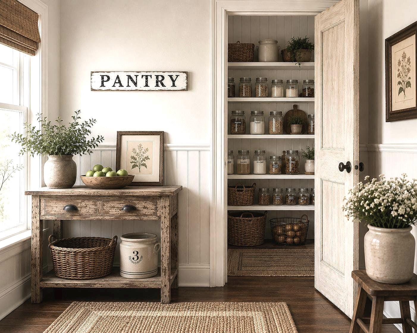 PANTRY Sign Handmade Salvaged Wood Farmhouse Decor Chippy White Paint Primitive Architectural Painted Rustic