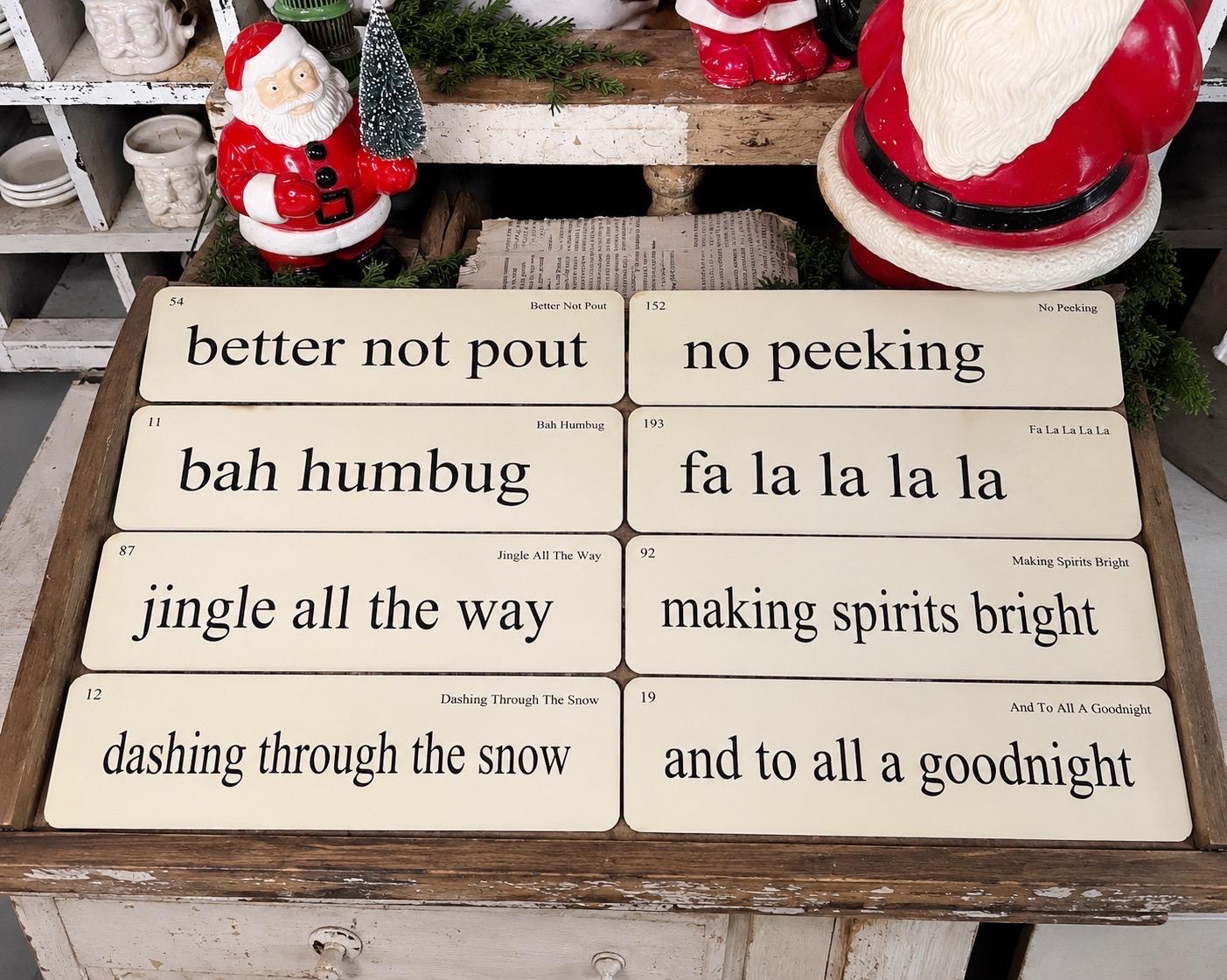 Christmas SAYINGS Flash Cards LARGE Vintage Inspired Flashcard Set Of 8 Farmhouse Decor Holiday Primitive Retro Christmas