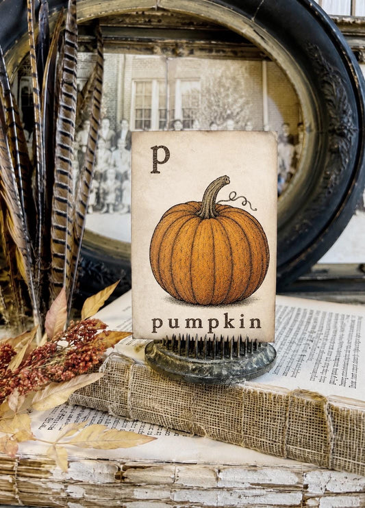 PUMPKIN Flash Card Vintage Farmhouse Decor Fall Halloween Autumn Party