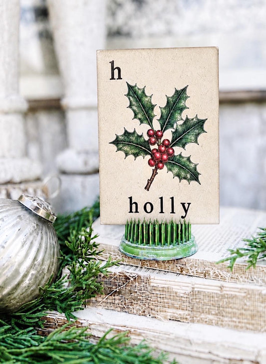 HOLLY Flash Card Vintage Christmas Farmhouse Decor Party