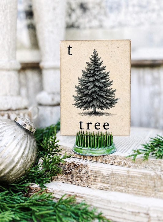 TREE Flash Card Vintage Christmas Farmhouse Decor Party