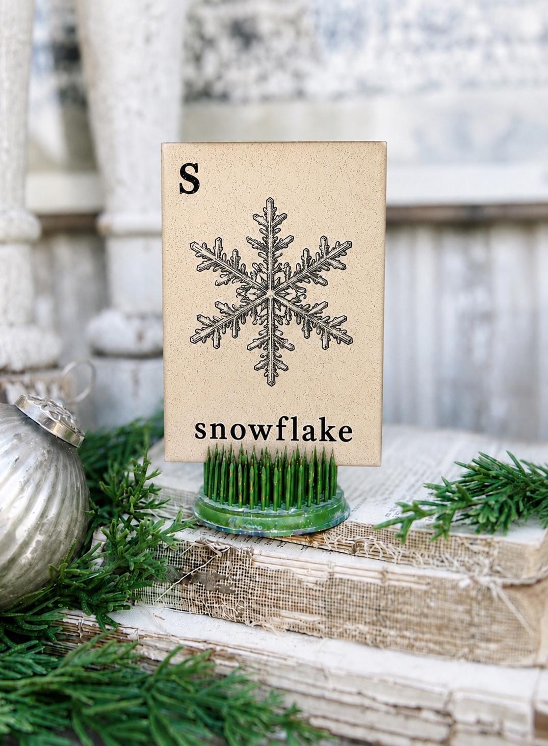 SNOWFLAKE Flash Card Vintage Christmas Farmhouse Decor Party
