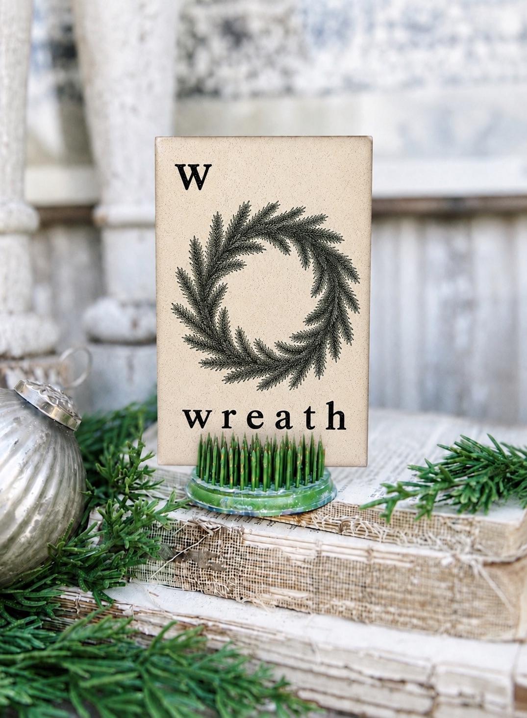 WREATH Flash Card Vintage Christmas Farmhouse Decor Party