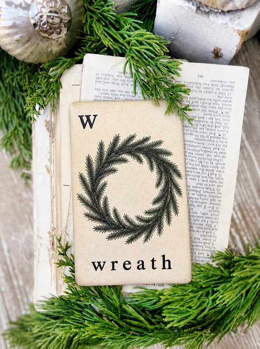WREATH Flash Card Vintage Christmas Farmhouse Decor Party