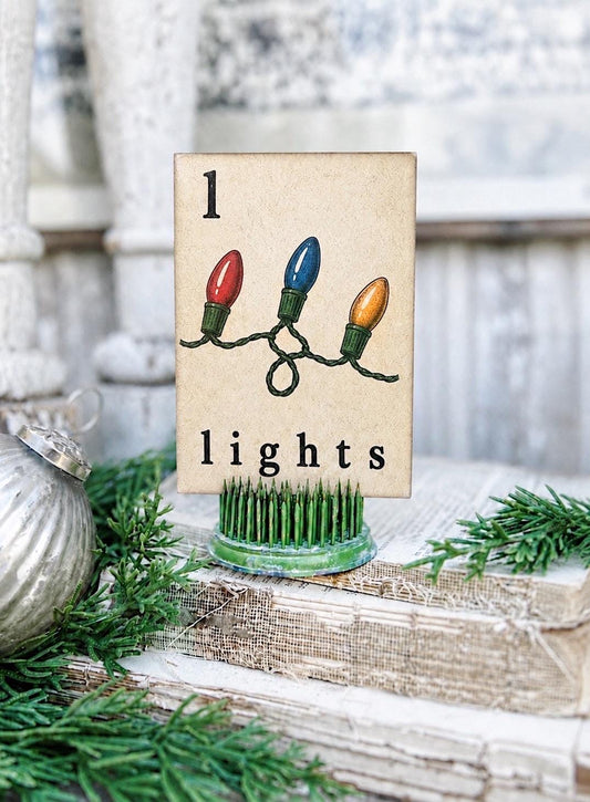 LIGHTS Flash Card Vintage Christmas Farmhouse Decor Party