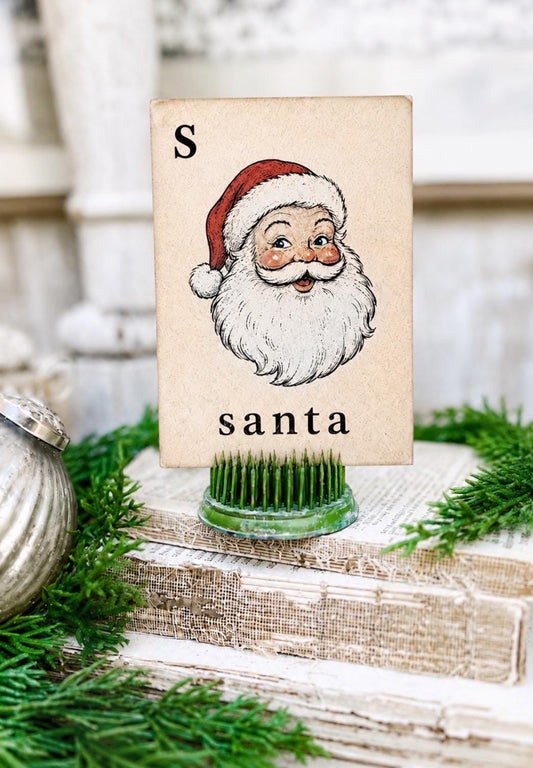 SANTA Flash Card Vintage Christmas Farmhouse Decor Party