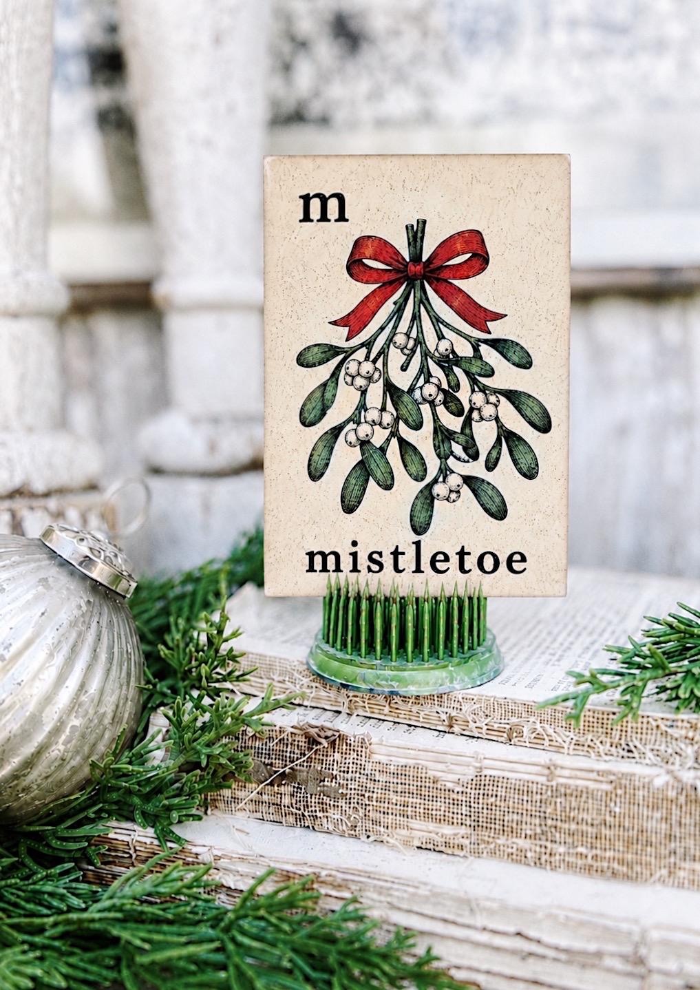 MISTLETOE Flash Card Vintage Christmas Farmhouse Decor Party