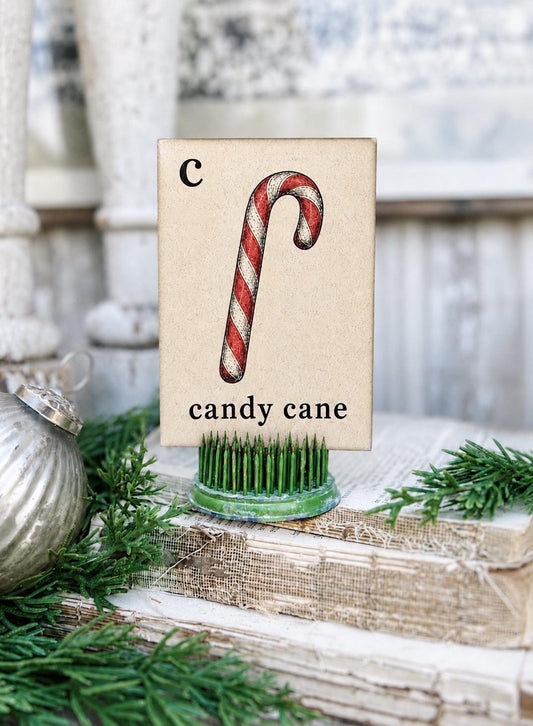 CANDY CANE Flash Card Vintage Christmas Farmhouse Decor Party