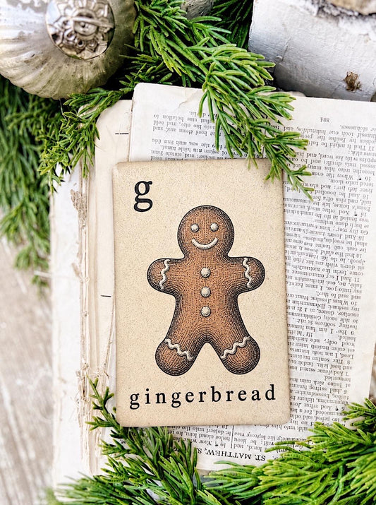 GINGERBREAD Flash Card Vintage Christmas Farmhouse Decor Party