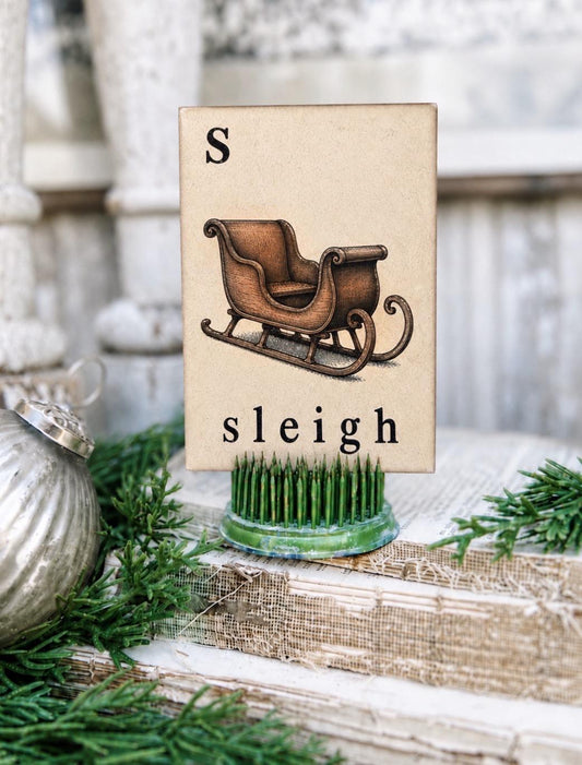 SLEIGH Flash Card Vintage Christmas Farmhouse Decor Party