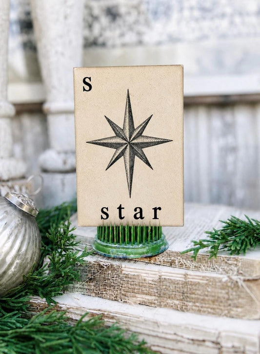 STAR Flash Card Vintage Christmas Farmhouse Decor Party