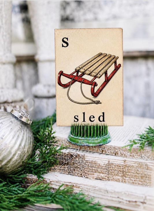 SLED Flash Card Vintage Christmas Farmhouse Decor Party