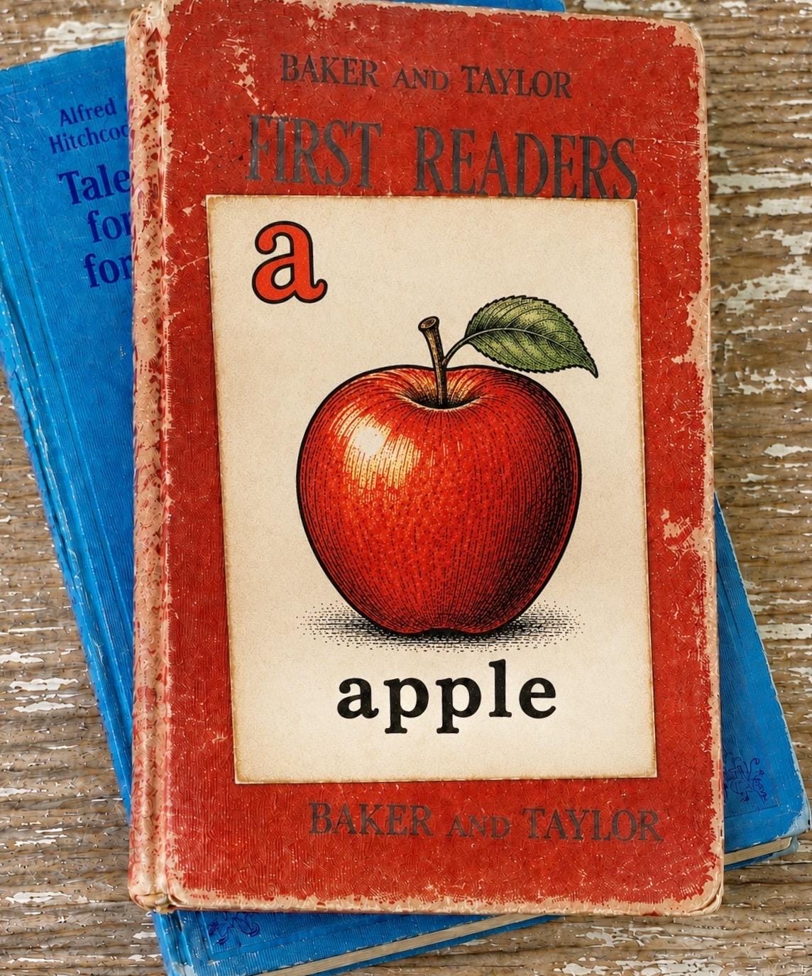 APPLE School Flash Card Vintage Illustration Classroom Schoolhouse Decor