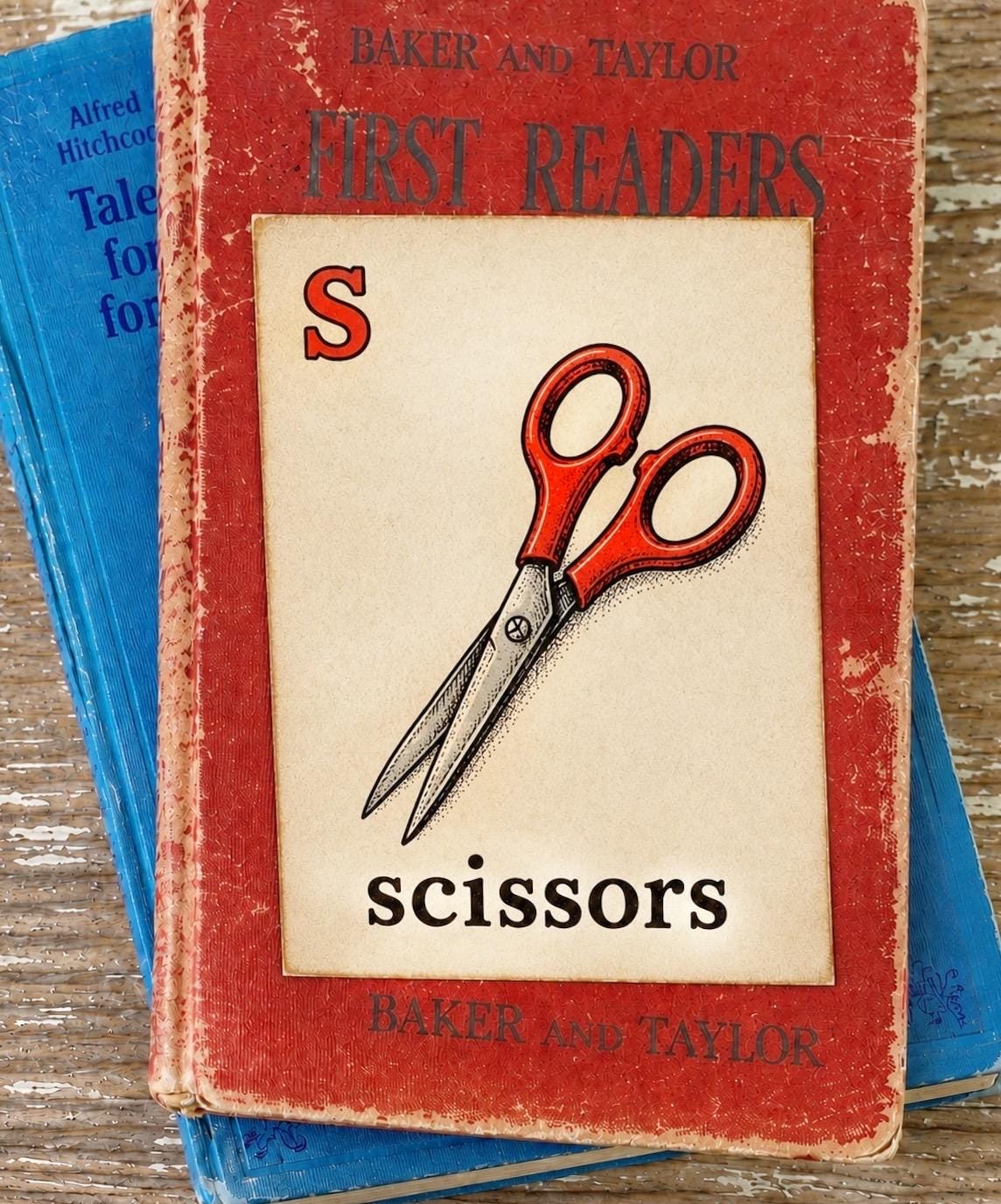 SCISSORS School Flash Card Vintage Illustration Classroom Schoolhouse Decor