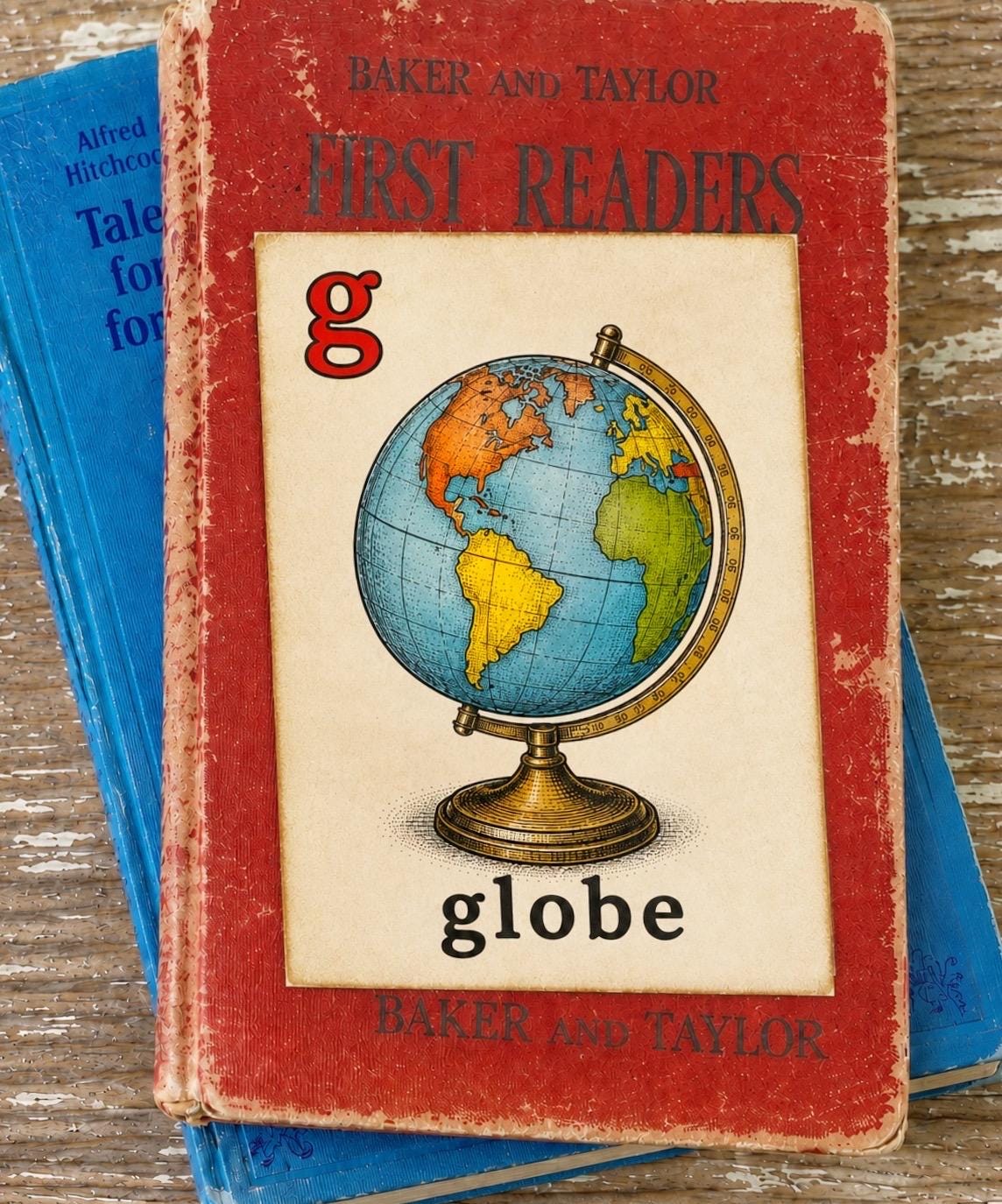 GLOBE School Flash Card Vintage Illustration Classroom Schoolhouse Decor