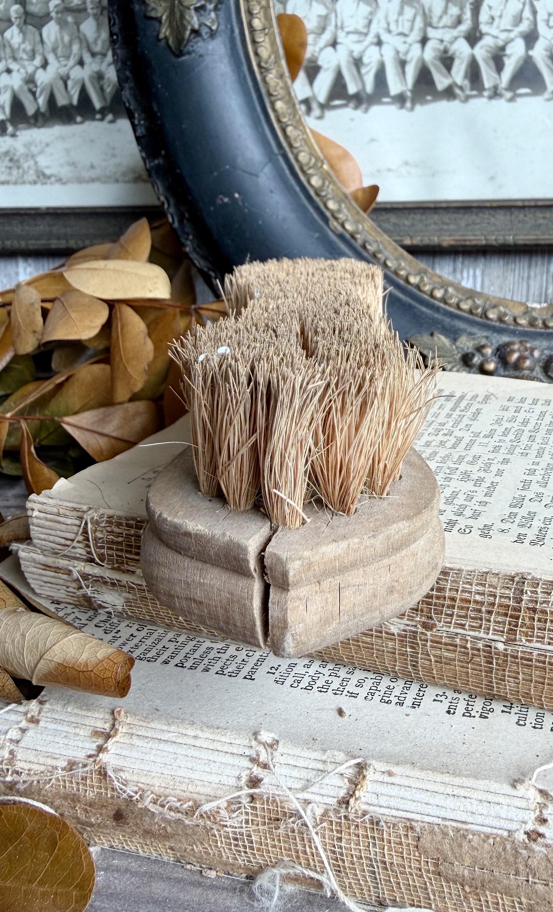 Vintage Industrial Salvage Farm Brush Brown Wood Handle Farmhouse Decor