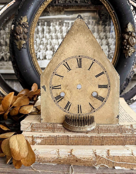 Antique Clock Face Steeple Farmhouse Decor Industrial Salvage Vintage Metal Clock Dial Painted Chippy