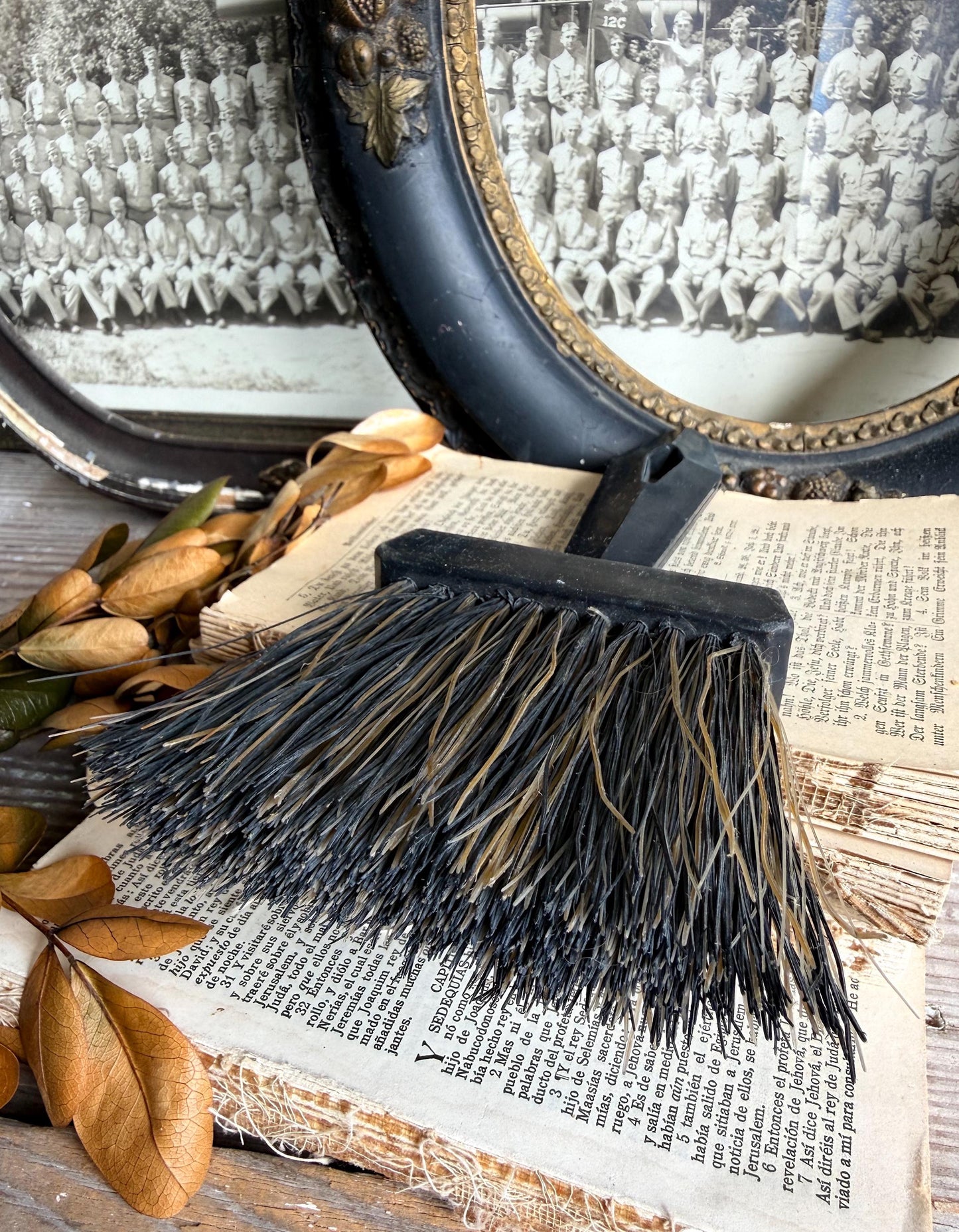 Vintage Whisk Broom Black Handle Straw Brush Primitive Farmhouse Decor