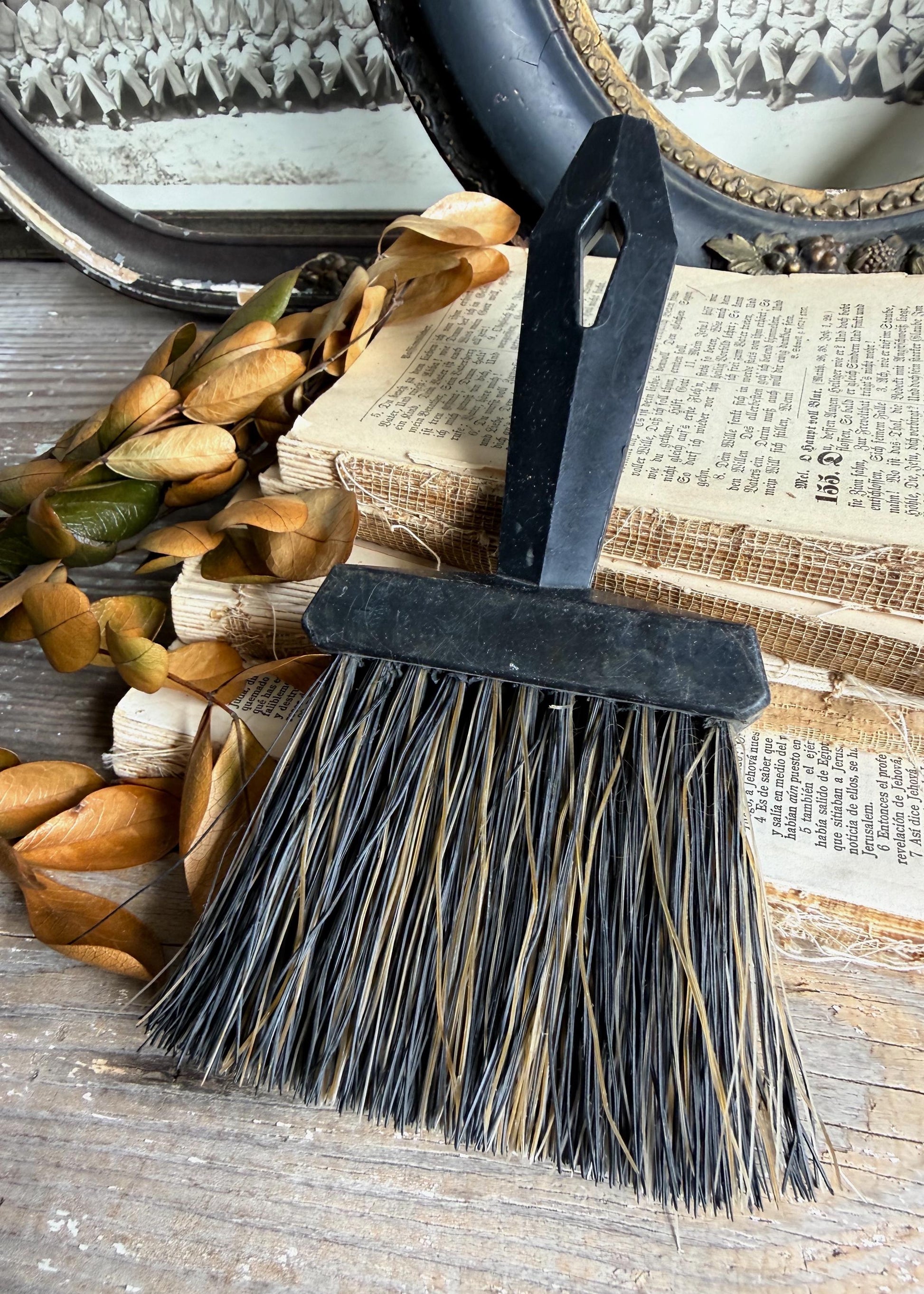 Vintage Whisk Broom Black Handle Straw Brush Primitive Farmhouse Decor