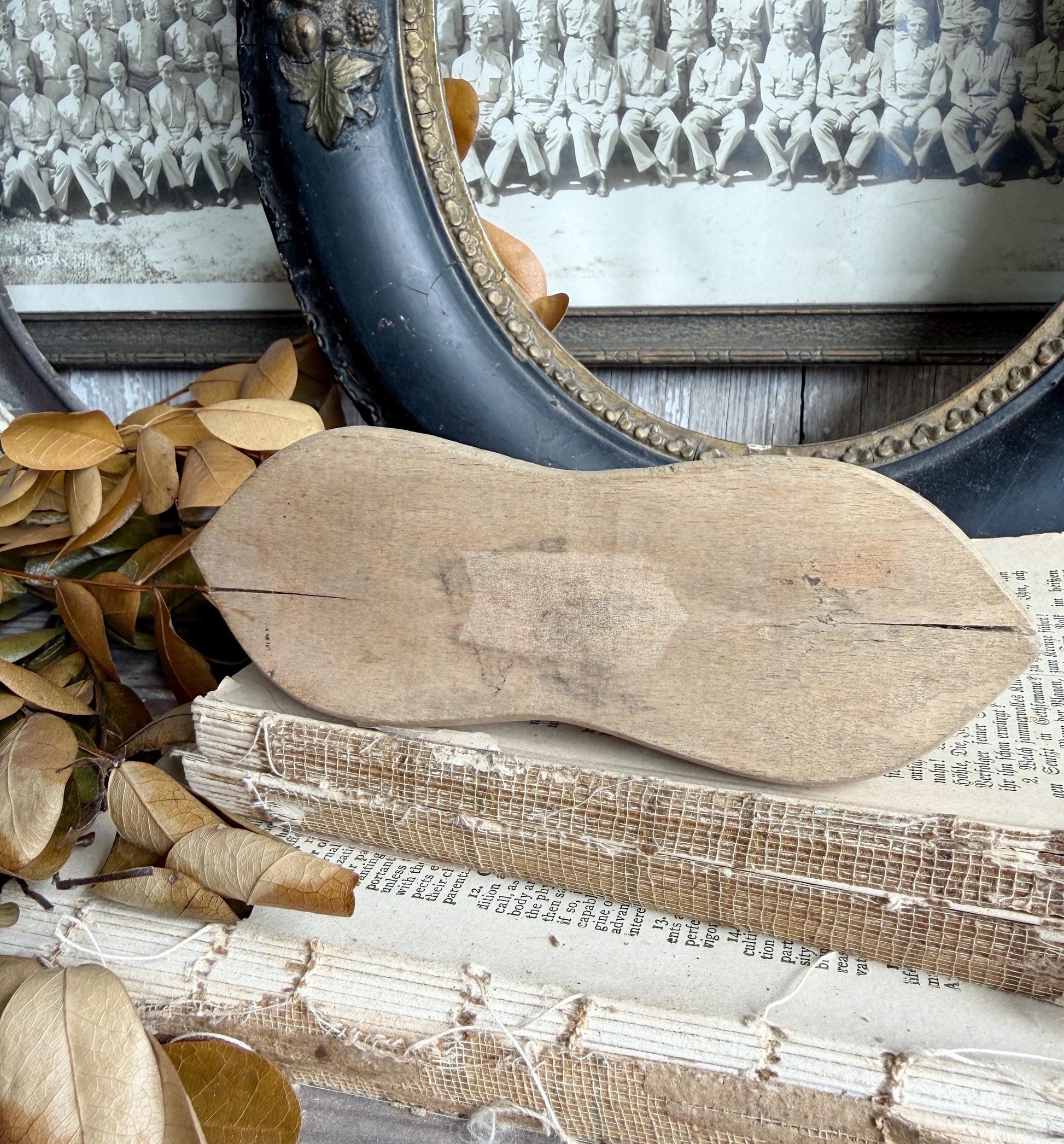 Vintage Industrial Salvage Farm Brush Brown Wood Handle Farmhouse Decor