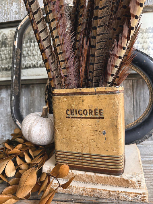 Vintage CHICOREE Coffee Can Tin Canister Farmhouse Decor RARE Retro Fall