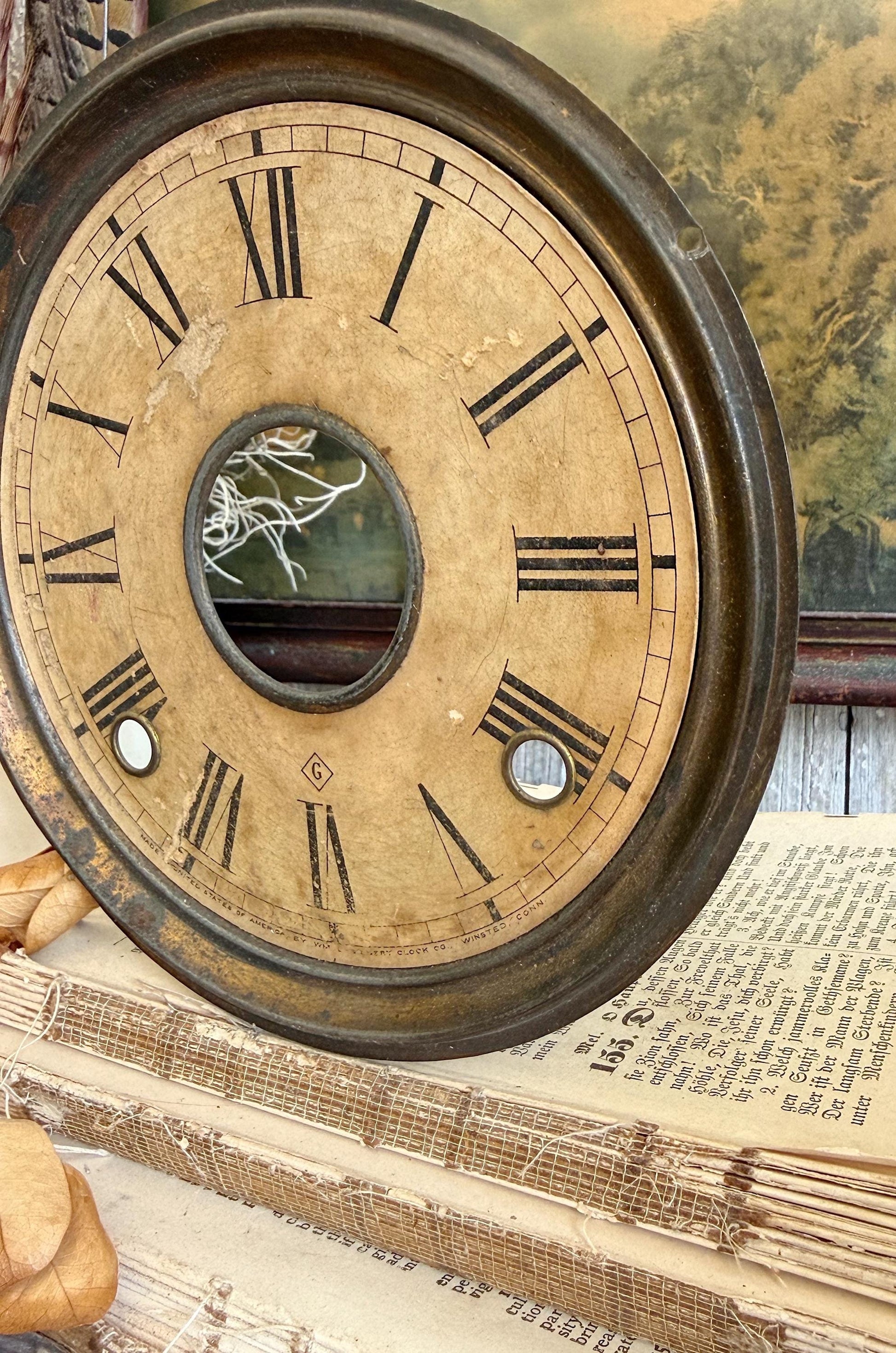 Antique Metal Clock Face Dial GILBERT Farmhouse Decor Industrial Salvage Fixer Upper Decor