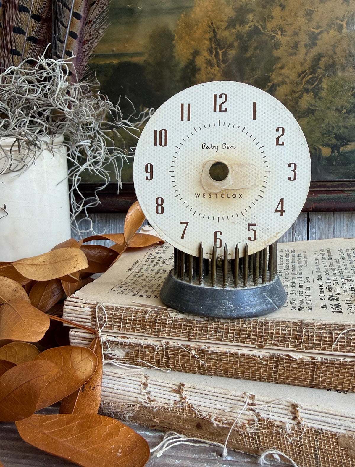 Vintage Baby Ben Clock Dial Metal Farmhouse Decor Industrial Salvage