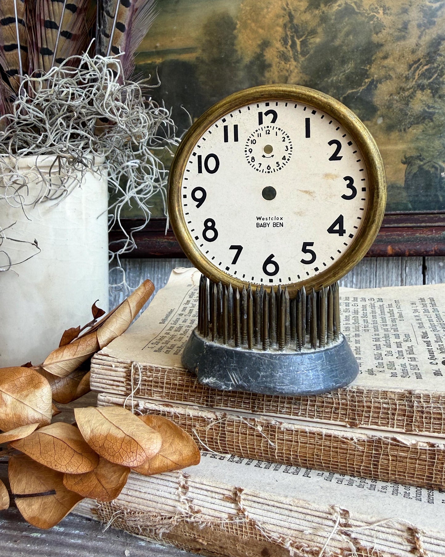 Vintage Baby Ben Clock Dial Metal Farmhouse Decor Industrial Salvage