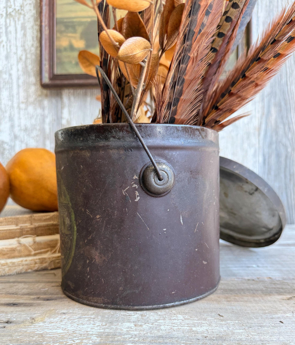 Antique Hudson Hard Oil Can Primitive Advertising Industrial