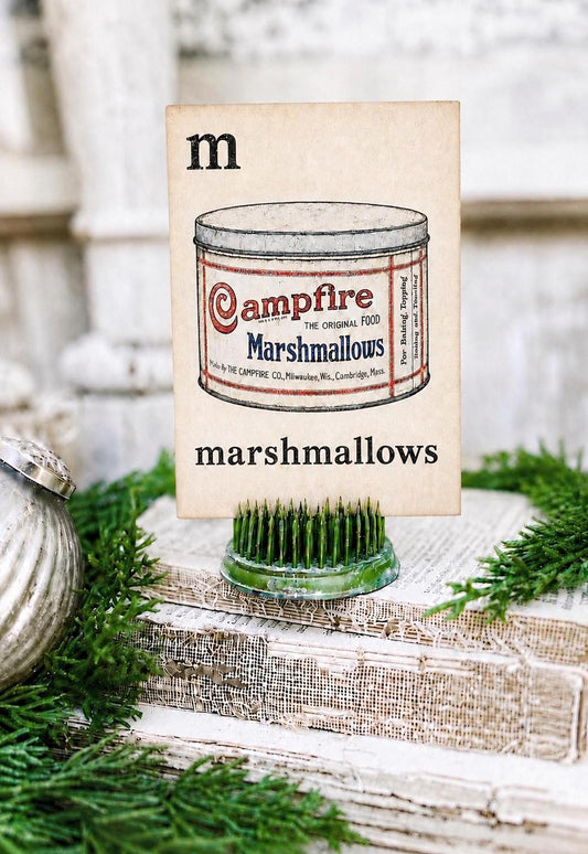 MARSHMALLOWS Campfire Flash Card Vintage Christmas Farmhouse Decor Party