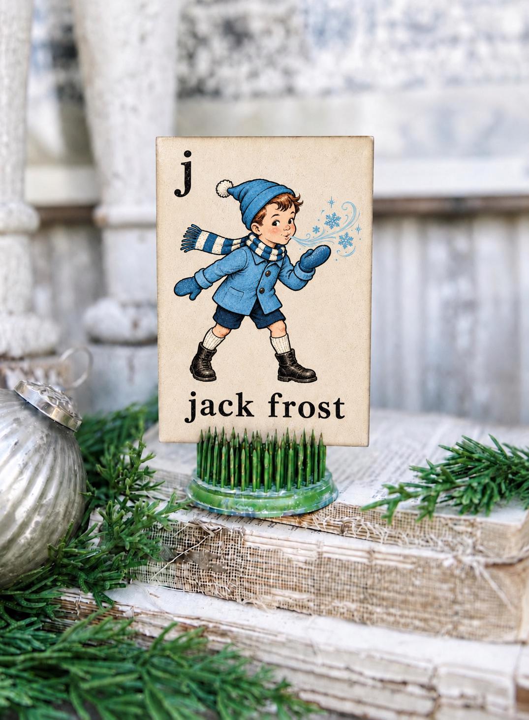 JACK FROST Flash Card Vintage Christmas Farmhouse Decor Party