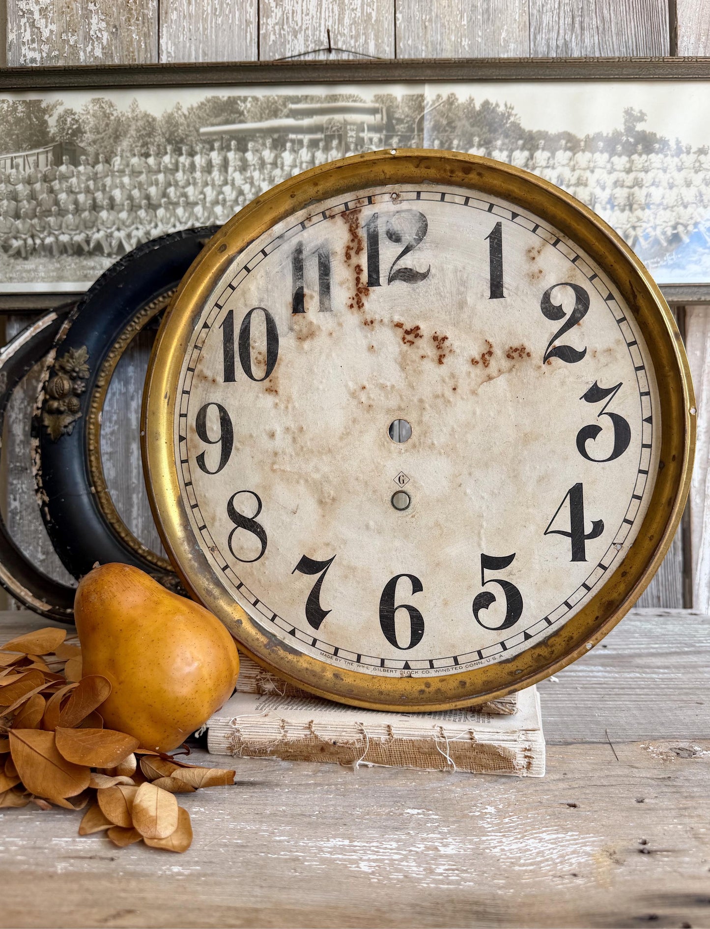 Antique Clock Face Dial Farmhouse Decor Industrial Salvage Gilbert Co