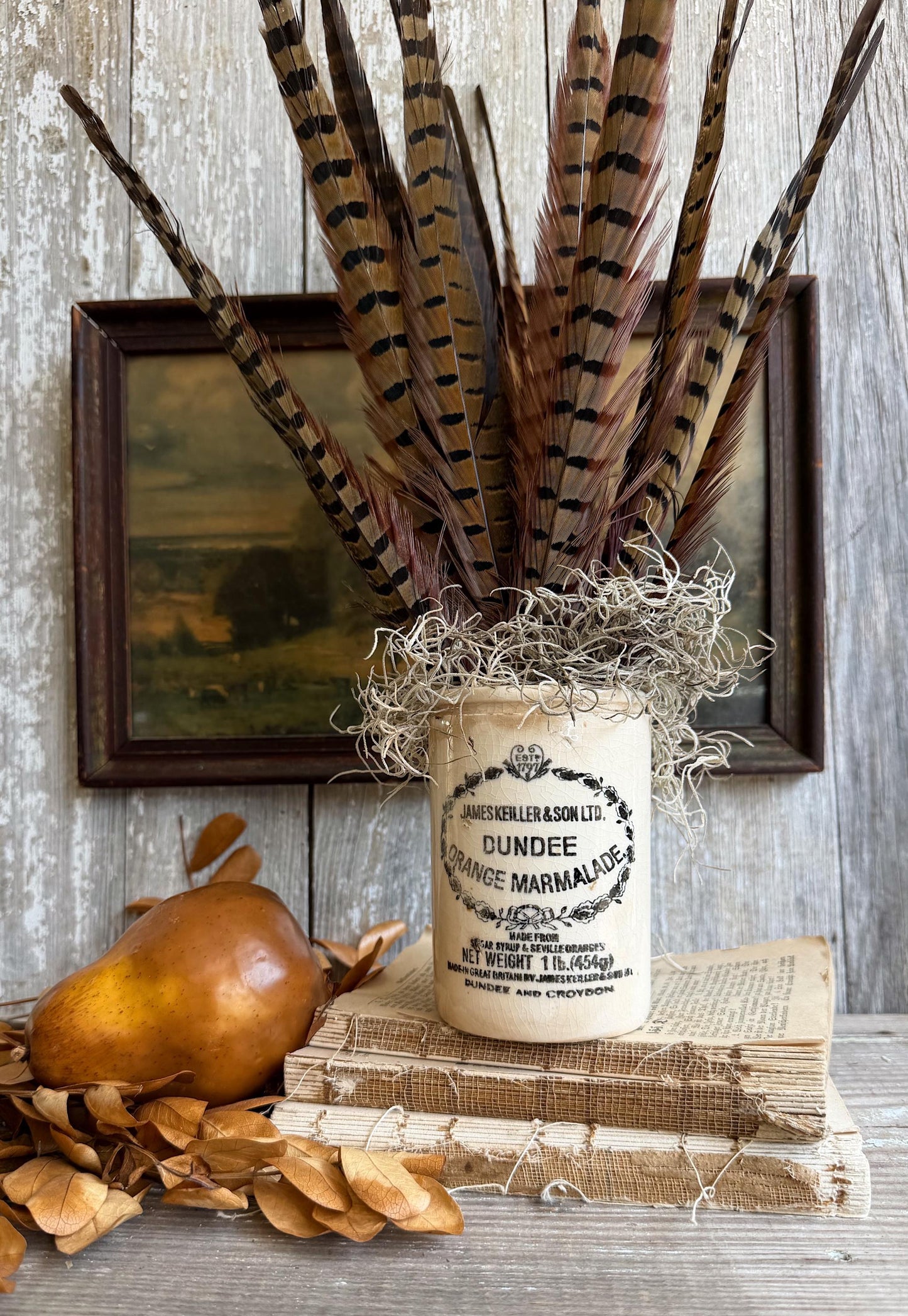 Antique Marmalade IRONSTONE Jar DUNDEE James Keiller HEART Crock Farmhouse Decor England White Black 1 Pound 1797 Maling Crazed Stained