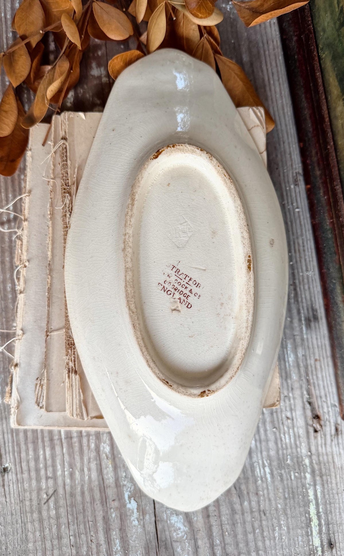 Antique Ironstone Relish Brown Transferware Stratford Soap Dish