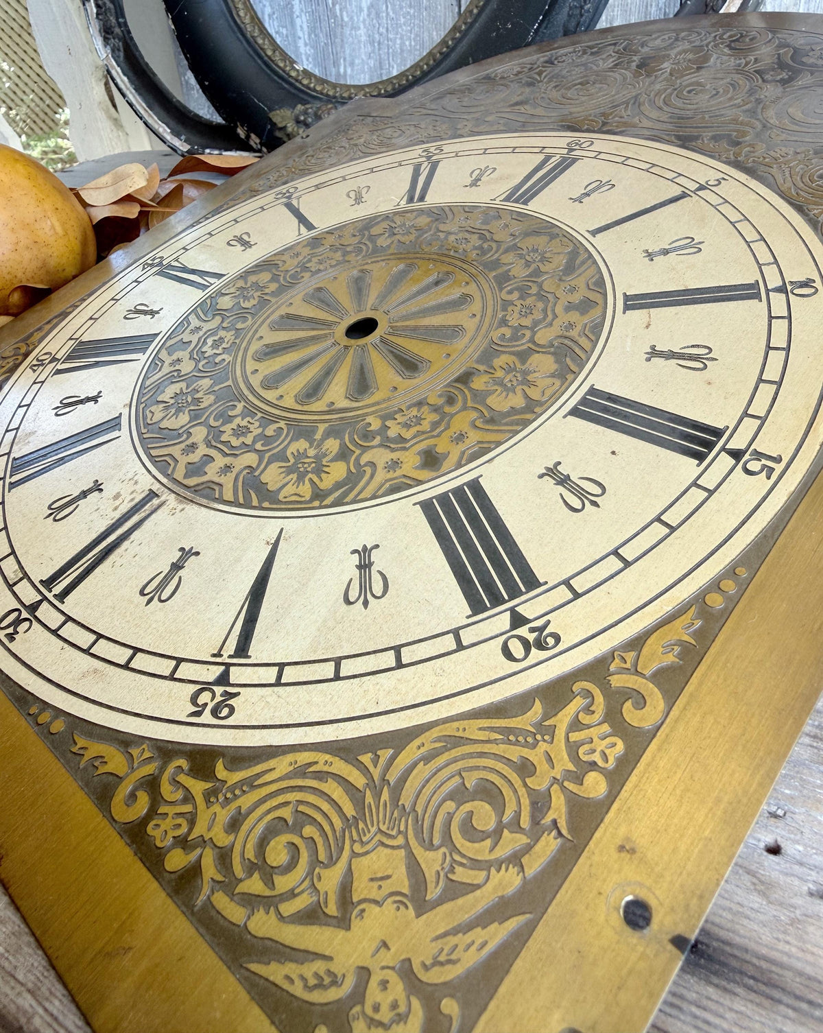 Antique Grandfather Clock Face Dial Metal Brass Industrial Parts