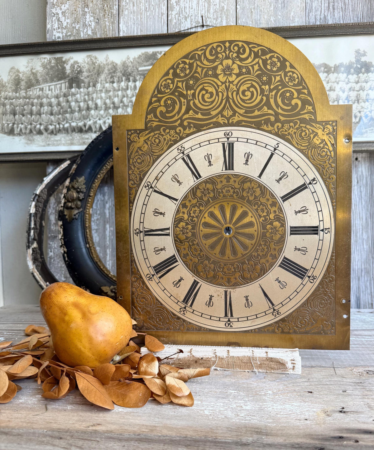 Antique Grandfather Clock Face Dial Metal Brass Industrial Parts