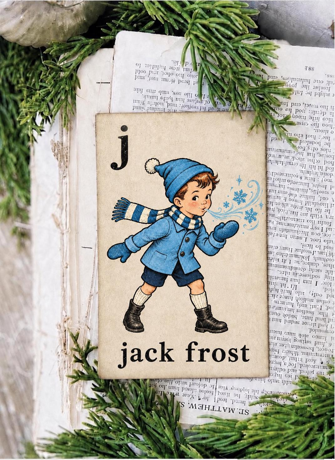 JACK FROST Flash Card Vintage Christmas Farmhouse Decor Party