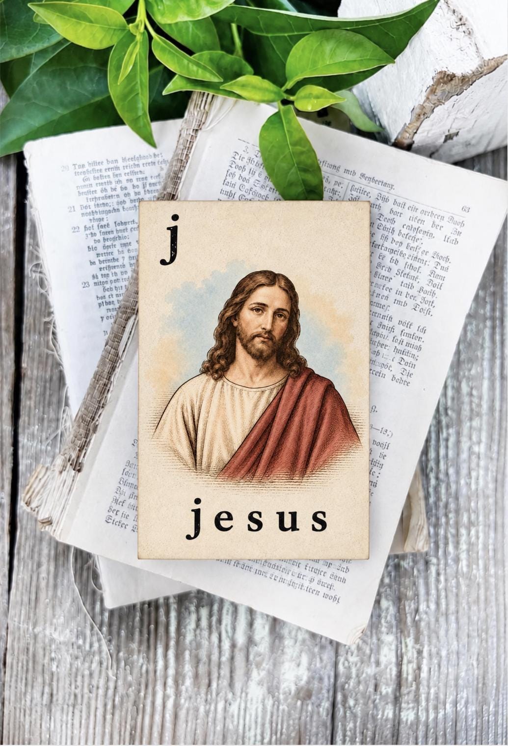 JESUS Flash Card Vintage Bible Christian Christmas Farmhouse Decor Party