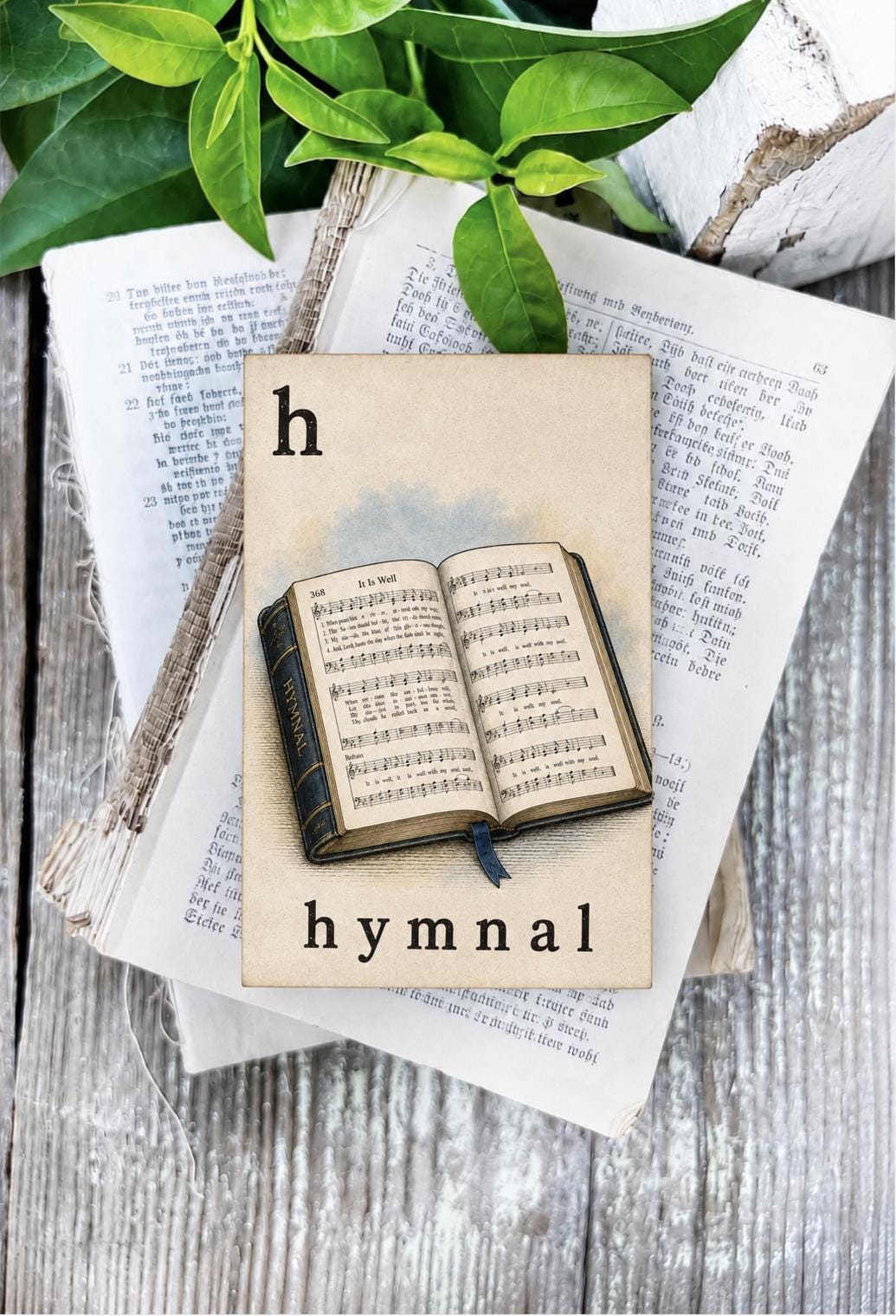 HYMNAL Flash Card Vintage It Is Well Bible Christian Song Farmhouse Decor