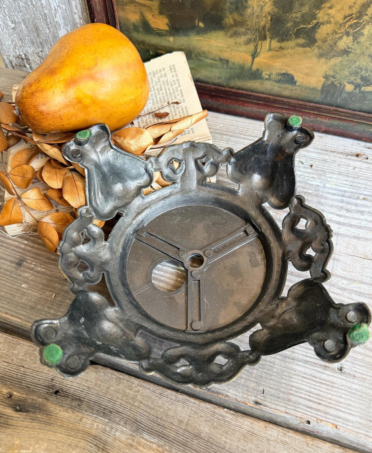 Antique Metal Brass BRASS Ornate Lamp Base Pedestal Light Part Architectural Industrial Salvage Farmhouse Decor