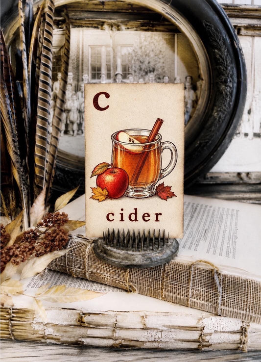 CIDER Flash Card Vintage Farmhouse Fall Halloween Autumn Apple Decor Party