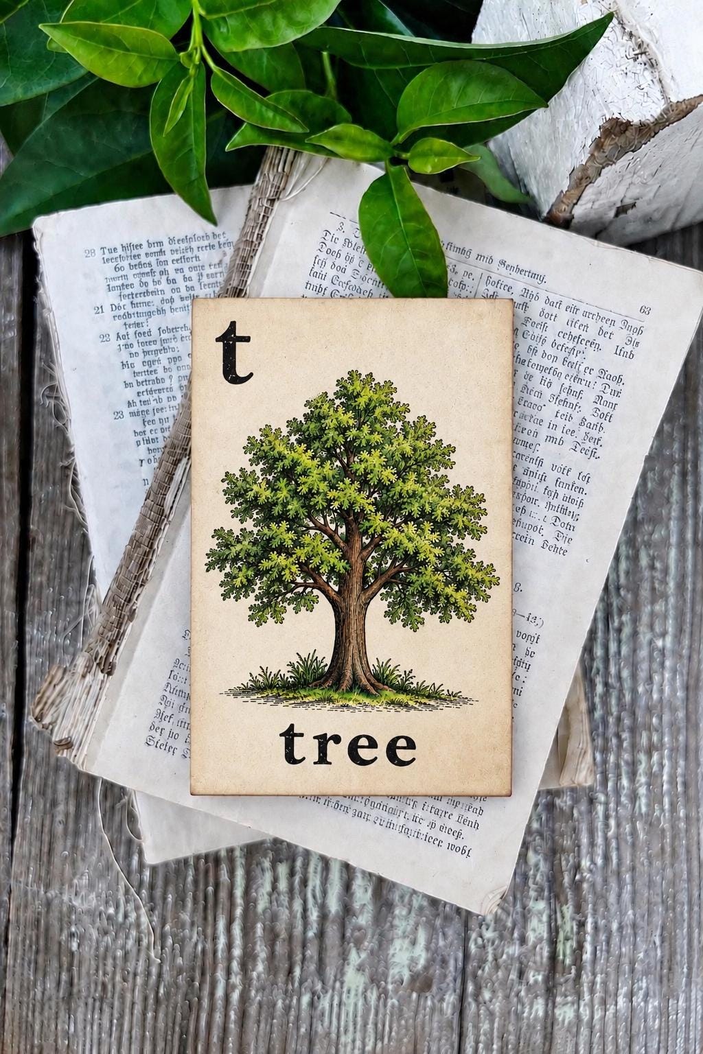 TREE Flash Card Vintage Family Oak Farmhouse Decor Party