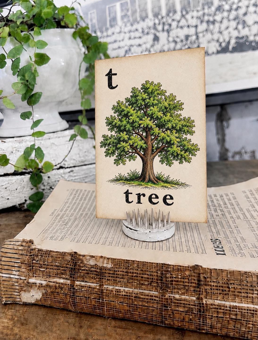 TREE Flash Card Vintage Family Oak Farmhouse Decor Party