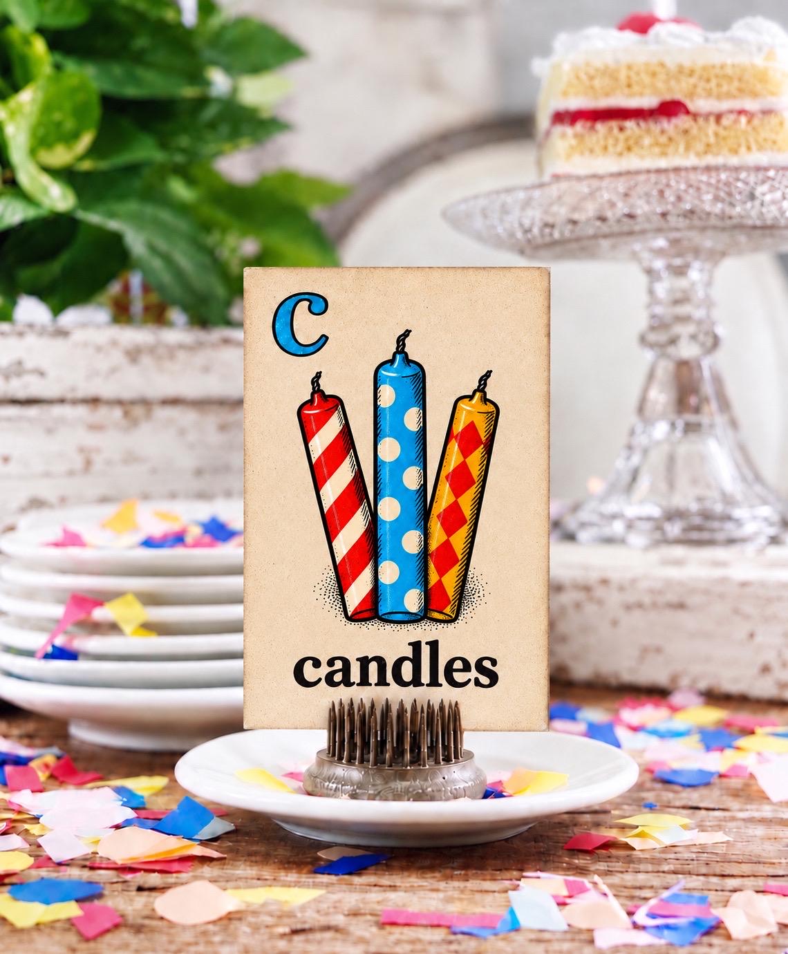CANDLES Flash Card Vintage Birthday Farmhouse Decor