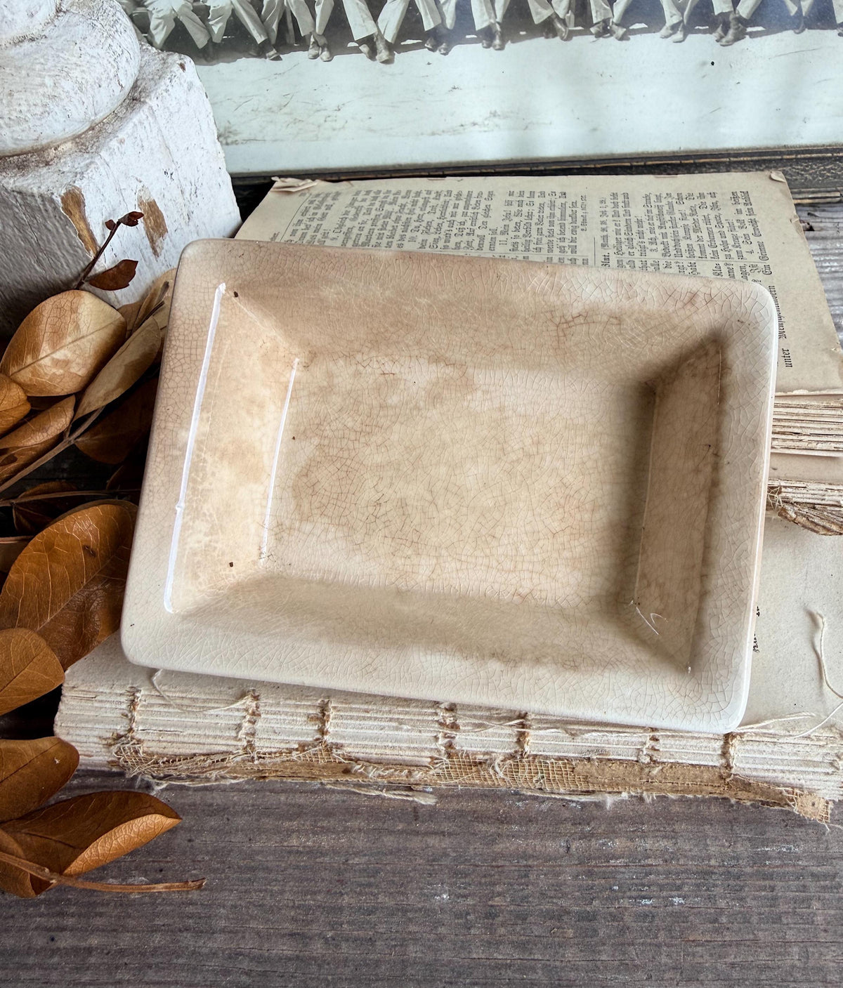 Antique White Ironstone Soap Dish Bowl Farmhouse Decor Crazing OPCO