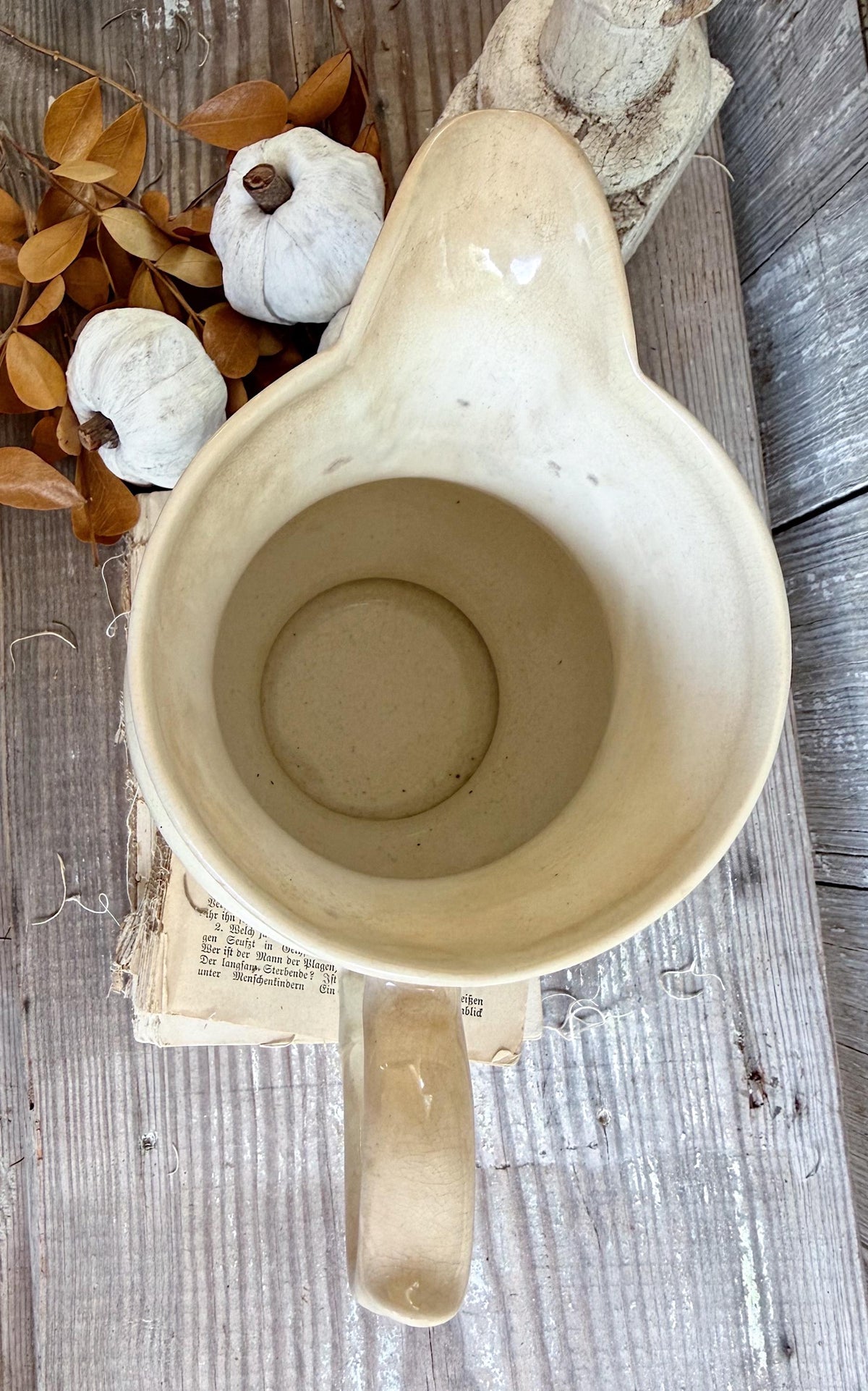 Antique White Ironstone PITCHER Farmhouse Decor Crazing BARRINGTON
